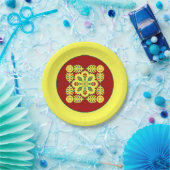 Assiettes En Carton Motif oriental rouge jaune ottoman turc Tulip (Fête)