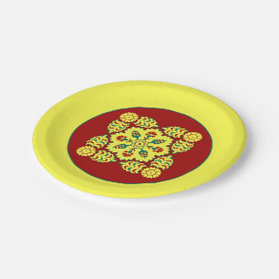 Assiettes En Carton Motif oriental rouge jaune ottoman turc Tulip