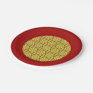 Assiettes En Carton Motif oriental rouge jaune ottoman turc Tulip