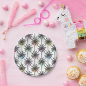 Assiettes En Carton Motif Paint Drop Palm Tree (Fête)