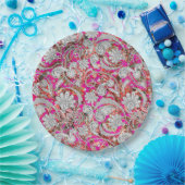 Assiettes En Carton Motif paisley blanc rose (Fête)