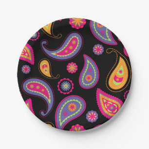 Assiettes En Carton Motif Paisley sans couture Coloré