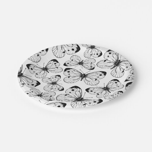 Assiettes En Carton Motif papillon de choux (Angle)
