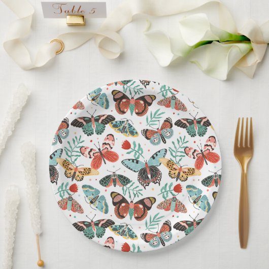 Assiettes En Carton Motif papillon de la teigne (Mariage)