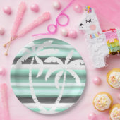 Assiettes En Carton Motif Pastel Mint Green Grey (Fête)