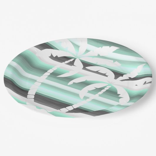 Assiettes En Carton Motif Pastel Mint Green Grey (Angle)