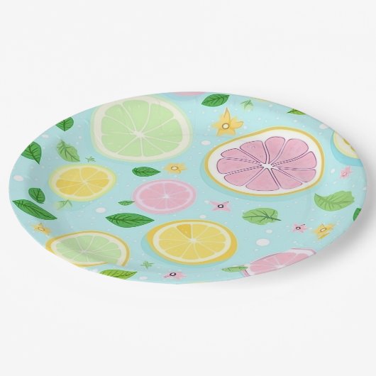 Assiettes En Carton Motif Pastel Orange (Angle)