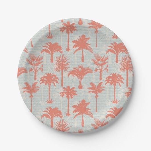 Assiettes En Carton Motif Pastel Palm Tree (Devant)