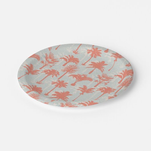 Assiettes En Carton Motif Pastel Palm Tree (Angle)