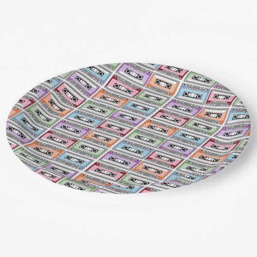 Assiettes En Carton Motif Pastel Retro (Angle)