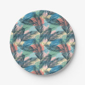 Assiettes En Carton Motif Pastel Tropical Leaf (Devant)