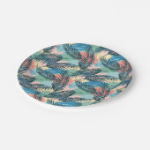 Assiettes En Carton Motif Pastel Tropical Leaf (Angle)