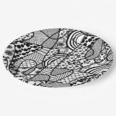Assiettes En Carton Motif Patchwork Noir & Blanc 02 (Angle)