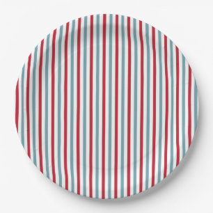 Assiettes En Carton Motif patriotique blanc et bleu rouge de rayure