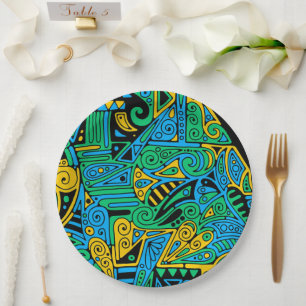 Assiettes En Carton Motif Peint À La Main Et Numériquement Art 21