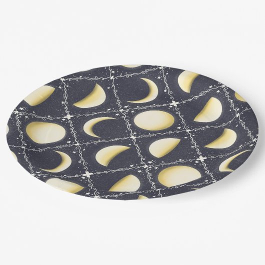 Assiettes En Carton Motif Phases de lune céleste (Angle)