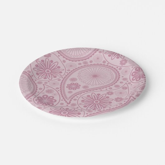 Assiettes En Carton Motif Pink paisley (Angle)
