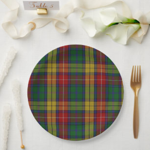 Assiettes En Carton Motif Plaid Buchanan Clan Tartan