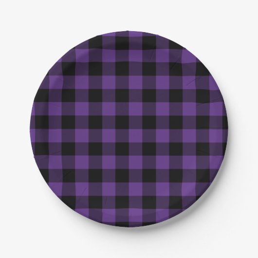 Assiettes En Carton Motif Plaid pour le contrôle du bison violet et no (Devant)
