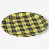 Assiettes En Carton Motif plaid tendance noir Jaune (Angle)