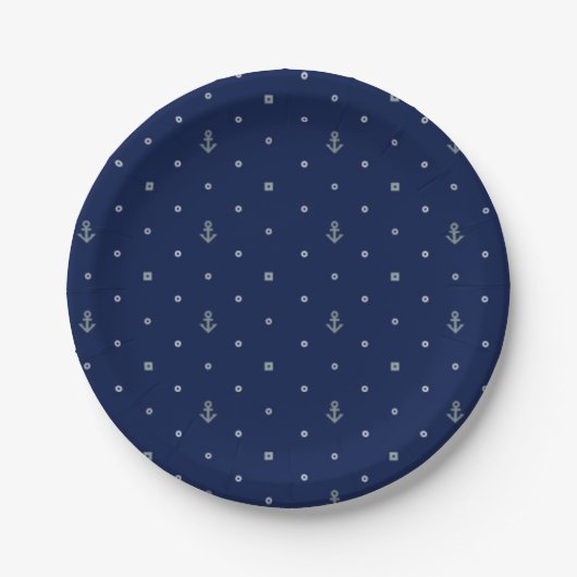 Assiettes En Carton Motif Pois Ancre | Ajouter votre 2 initial (Devant)