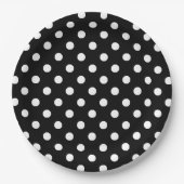 Assiettes En Carton Motif Pois noir blanc (Devant)