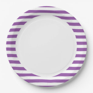 Assiettes En Carton Motif pourpre et blanc de rayure