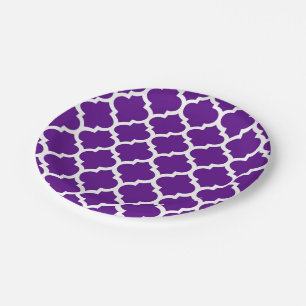 Assiettes En Carton Motif Quatrefoil Marocain Violet #5