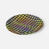 Assiettes En Carton Motif Rainbow Houndstooth (Angle)