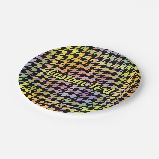 Assiettes En Carton Motif Rainbow Houndstooth (Angle)
