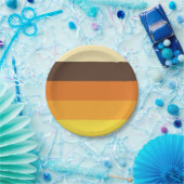 Assiettes En Carton motif rayé les années 70 rétro de couleur (Fête)