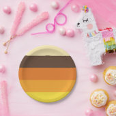 Assiettes En Carton motif rayé les années 70 rétro de couleur (Fête)