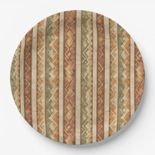 Assiettes En Carton Motif rayure rustique sud-ouest (7)