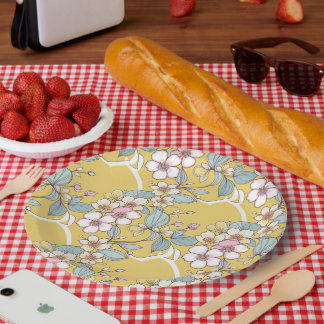 Assiettes En Carton Motif répété dans les couleurs pastel