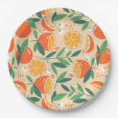 Assiettes En Carton Motif rétro de fruits d'agrumes orange (Devant)