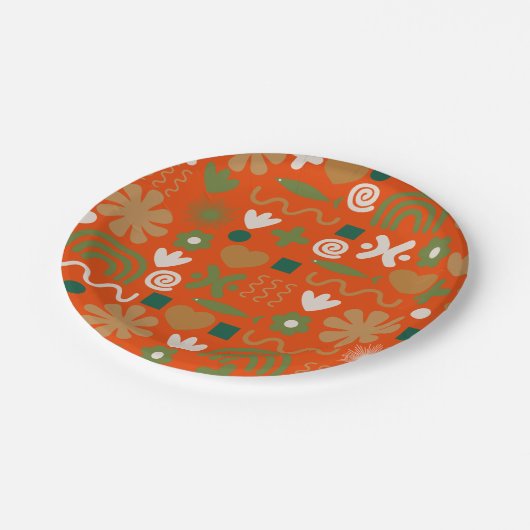 Assiettes En Carton Motif rétro scandinave (Angle)