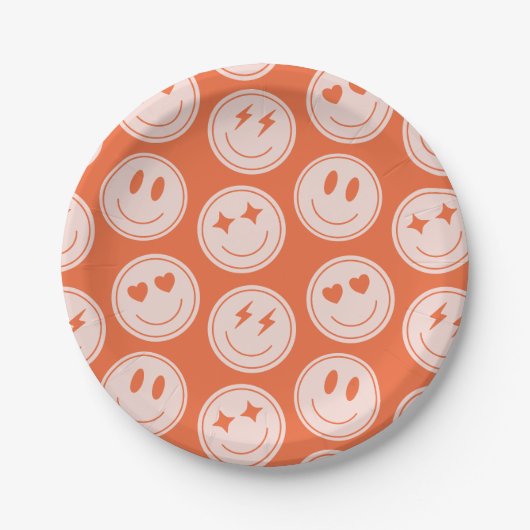 Assiettes En Carton Motif Retro Smile (Devant)