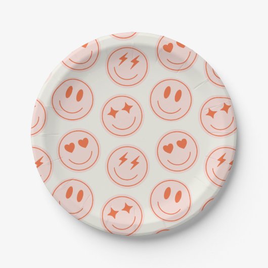 Assiettes En Carton Motif Retro Smile (Devant)