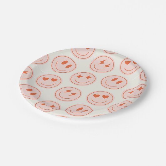 Assiettes En Carton Motif Retro Smile (Angle)