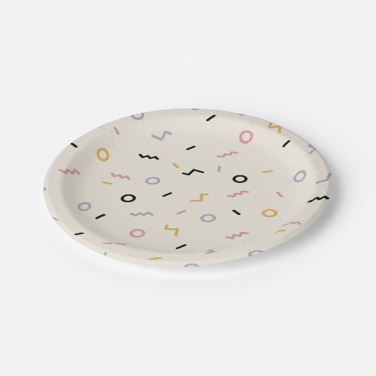 Assiettes En Carton Motif Retro Squiggle (Angle)
