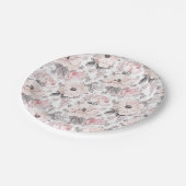 Assiettes En Carton Motif rose et gris classique (Angle)