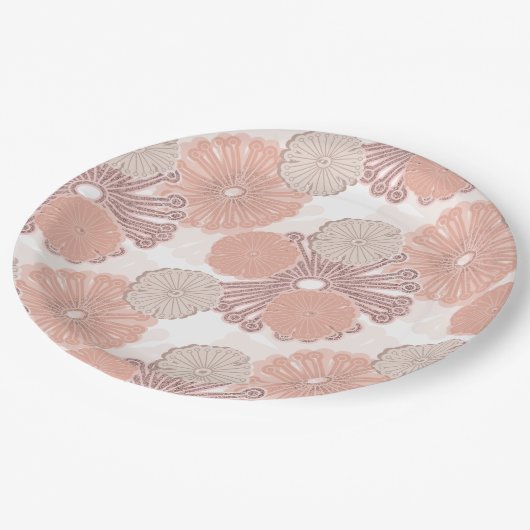 Assiettes En Carton Motif rose Gold Flower (Angle)