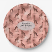 Assiettes En Carton Motif rose Gold Foil Giraffe (Devant)