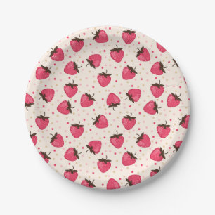 Assiettes En Carton Motif rose mignon et Girly de fraises