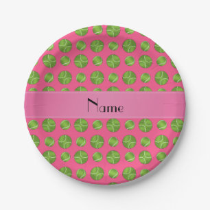 Assiettes En Carton Motif rose nommé personnalisé de balles de tenni