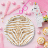 Assiettes En Carton motif rose or zèbre peau (Fête)
