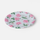 Assiettes En Carton Motif Rose peint rose et vert (Angle)