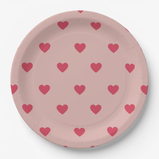 Assiettes En Carton Motif rose Retro Coeur Y2K avec Arrière - plan ros (Devant)