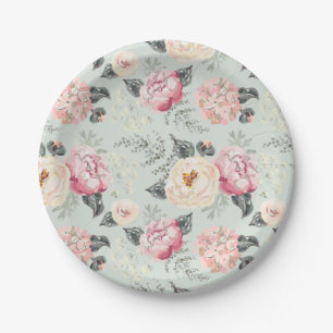 Assiettes En Carton Motif rose Rose Garden