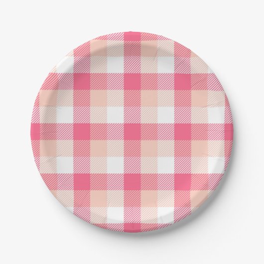 Assiettes En Carton Motif rose Tartan (Devant)